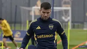 Marcelo Weigandt con la camiseta de Boca Juniors durante un partido