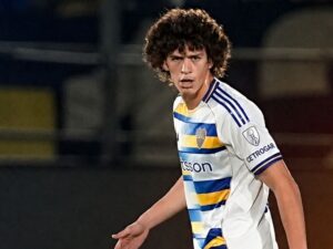 Facundo Jagger Herrera con la camiseta de Boca Juniors en su debut oficial en la Copa Sudamericana